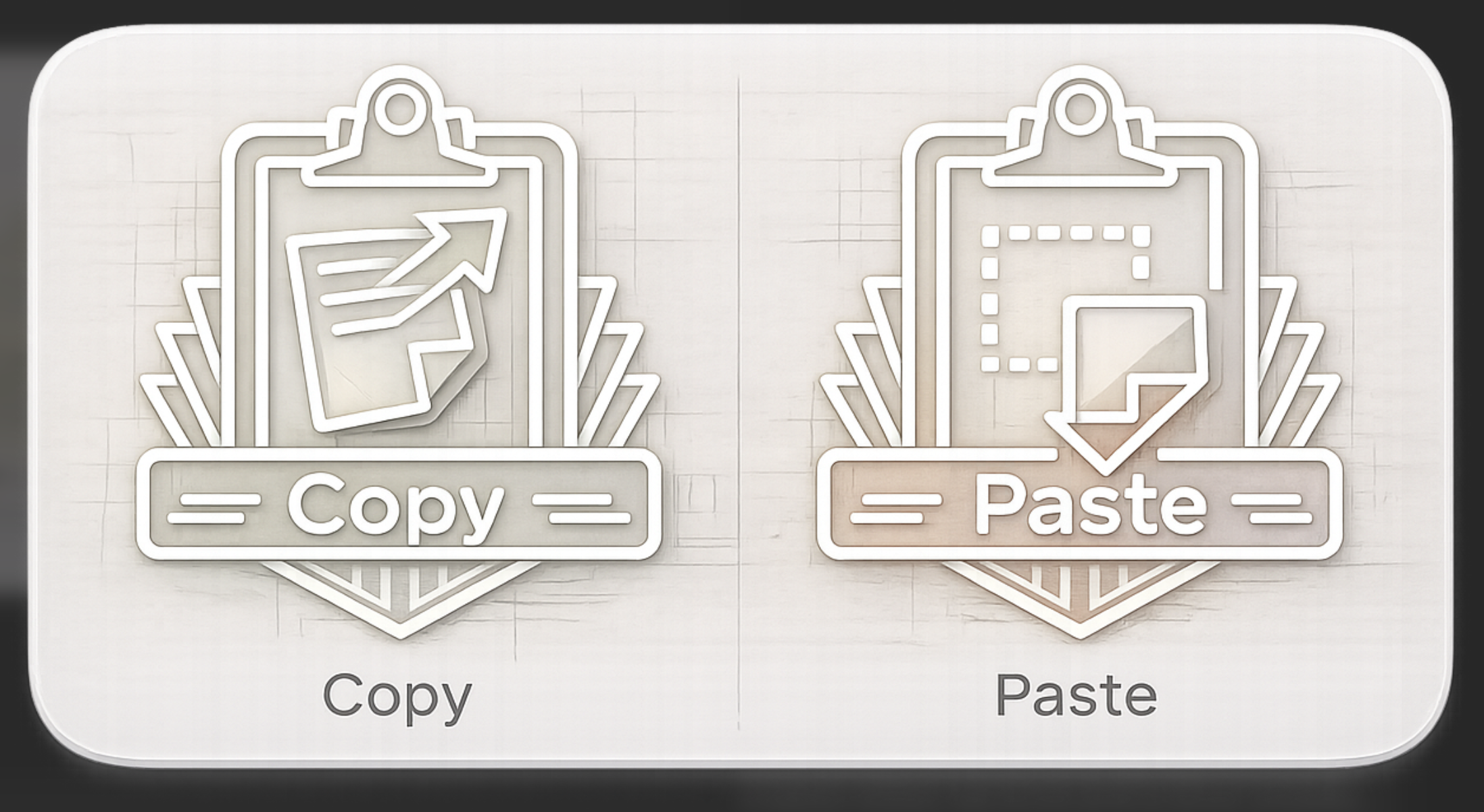 Art deco Copy and Paste clipboard icons